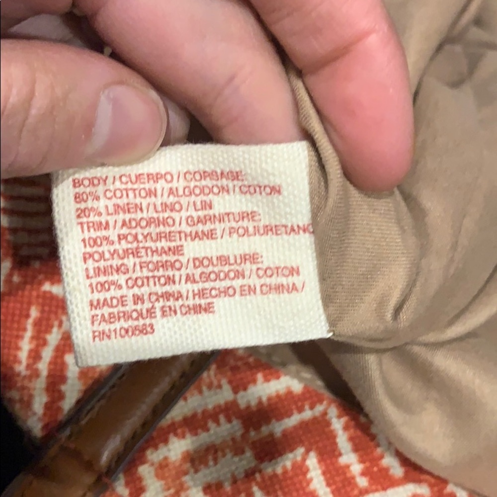 Lucky Brand Geometric Red and Tan Tote - Picture 5 of 6
